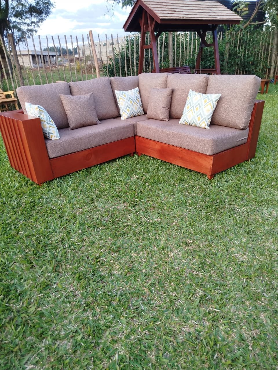 L-Squared Wooden Sofa