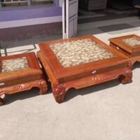Wooden Coffee Table With Marble inlay Tops