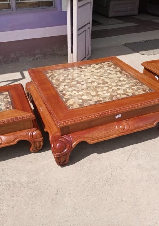 Wooden Coffee Table With Marble inlay Tops