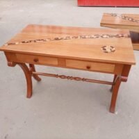 Elegant Wooden Console Table with Decorative Inlay